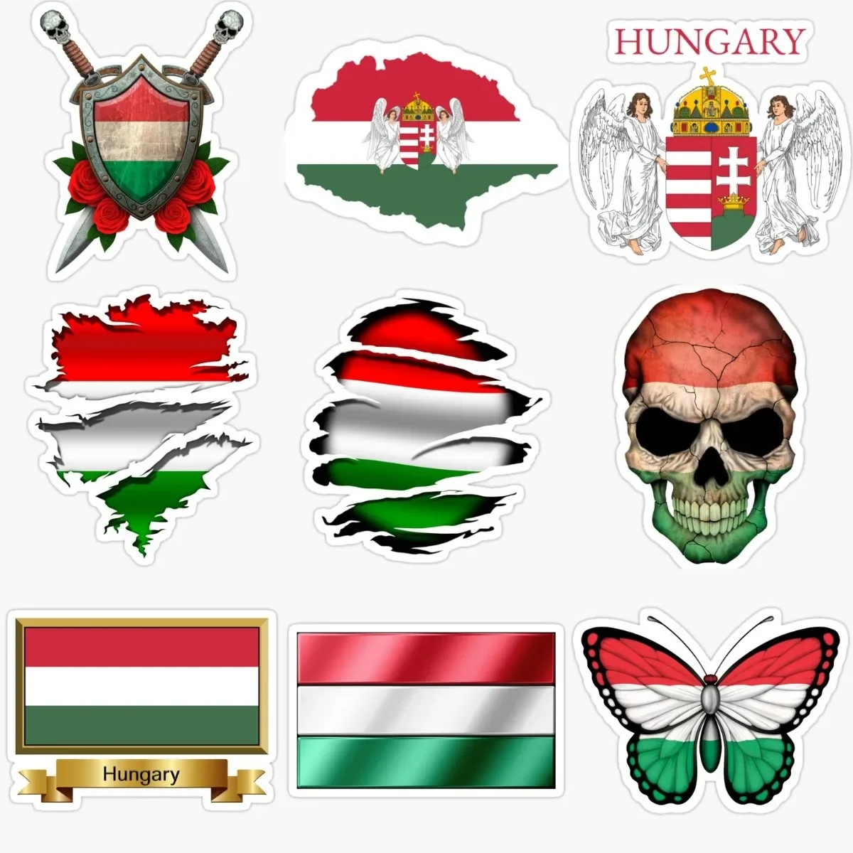 

Creative Hungary Flag Map National Emblem PVC Sticker for Covered Scratch Decorate Car Bicycle Motocrycle Laptop Truck Wall Room