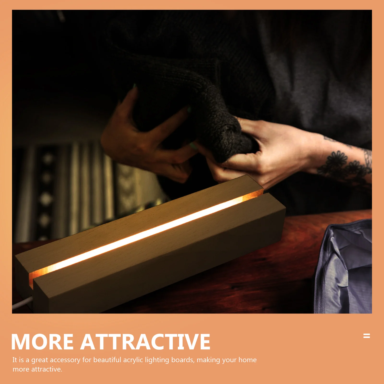 

Wooden Night Light Base Led Display Stand Warm Glowing Light For Home Decor Lighting Board Glowing Desktop Decor Accessory