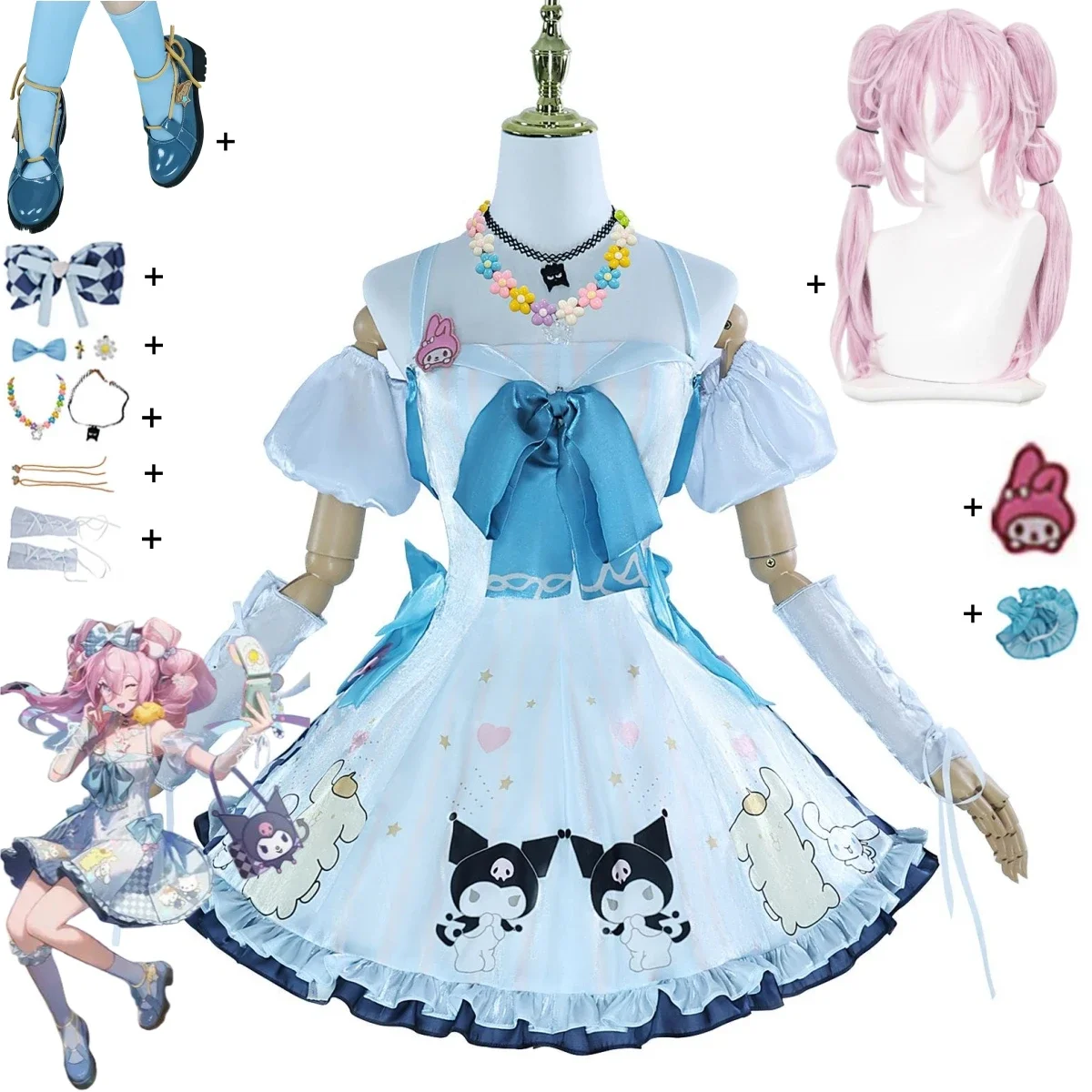 Game Arknights U-Official Eureka Cosplay Costume White Blue Princess Dress Lolita Wig Shoes Woman Sexy Lovely Halloween Suit