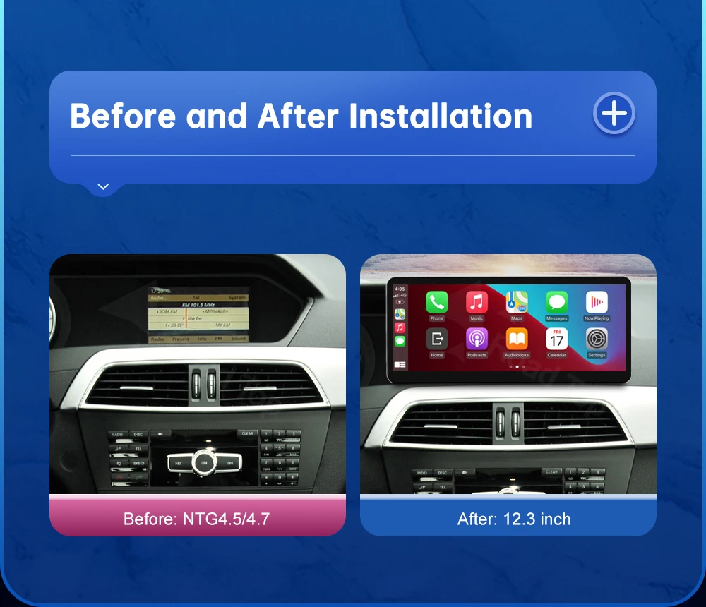 12,3 Zoll Road Top Touch Display Multimedia-Player für Mercedes Benz C-Klasse W204 2011-2012 NTG4.5 GPS Carplay Bildschirm – Detail 4