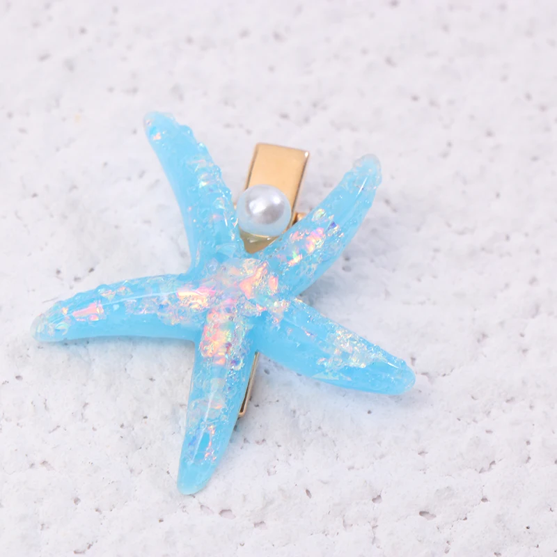 Small Fresh Hair Clip, Vacation Style Ocean Series, Starfish, Pearl And Shell, Girl's Broken Hair Side Clip, One-word Clip