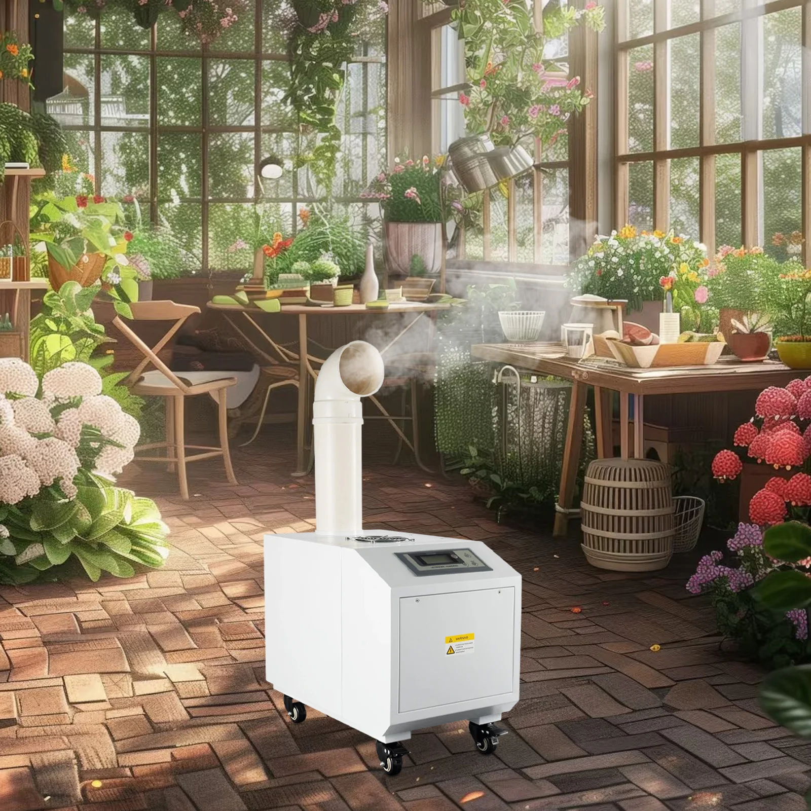 Humidificador ultrasónico blanco de 300W, máquina de niebla fría continua Industrial de 54x34x44 Cm para papel textil