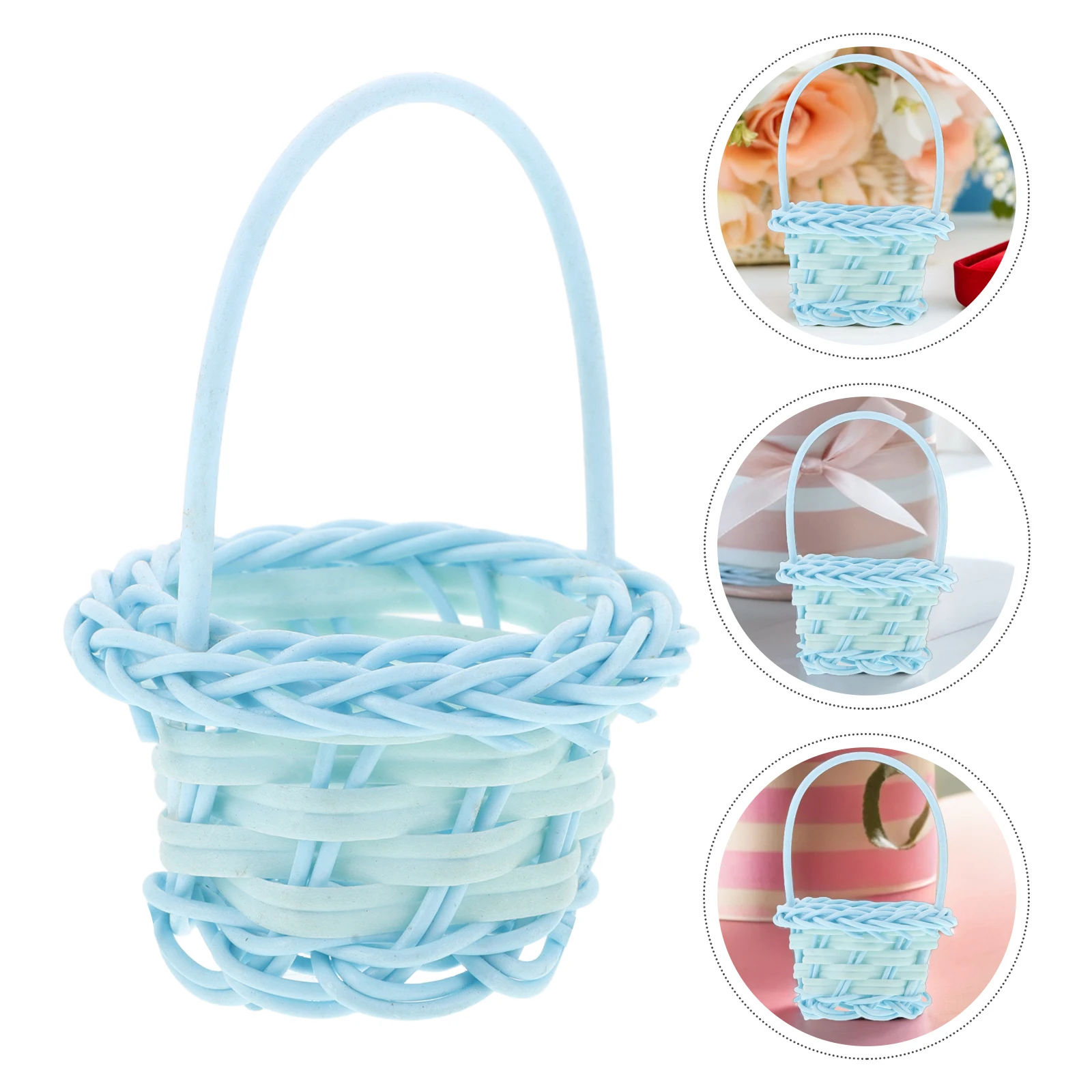 

10pcs Handmade Woven Baskets Mini Plastic Storage Accessories Decorative Snack Bowl Wedding Home Basket