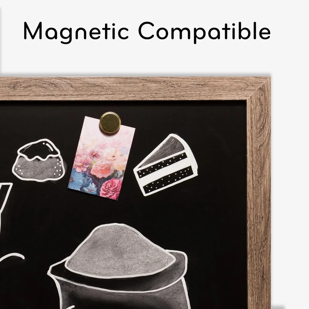 Large Magnetic Chalkboard Whiteboard 36x48 Rustic Wood Frame Premium Matte Surface Office Classroom Home