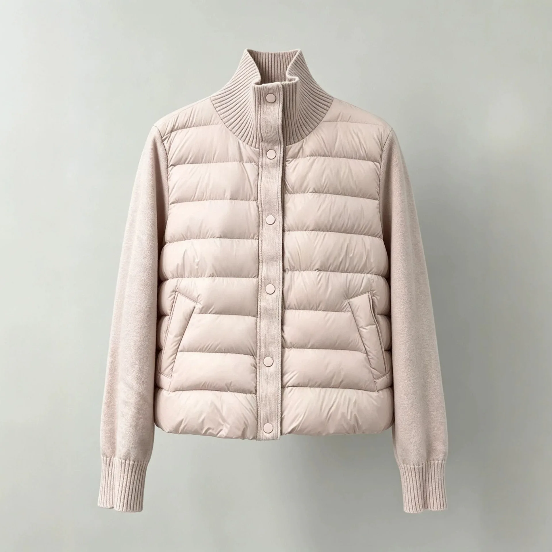 Autumn Winter Women's Knitted Patchwork Parka Cotton Padded Jacket Ultra Light Warm Casual Coat Female Puffer Jacket Outerwear