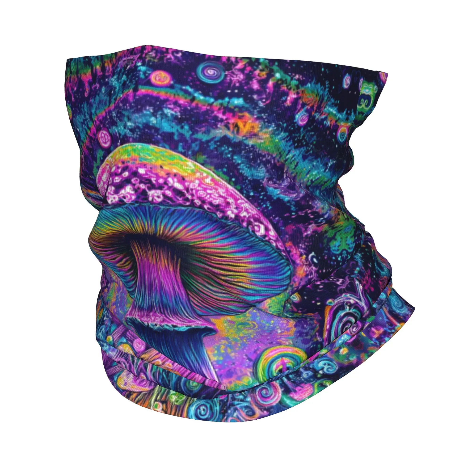 

Magic Mushroom Bandana Winter Neck Warmer Windproof Wrap Face Scarf for Hiking Psychedelic Neon Pattern Cartoon Gaiter Headband