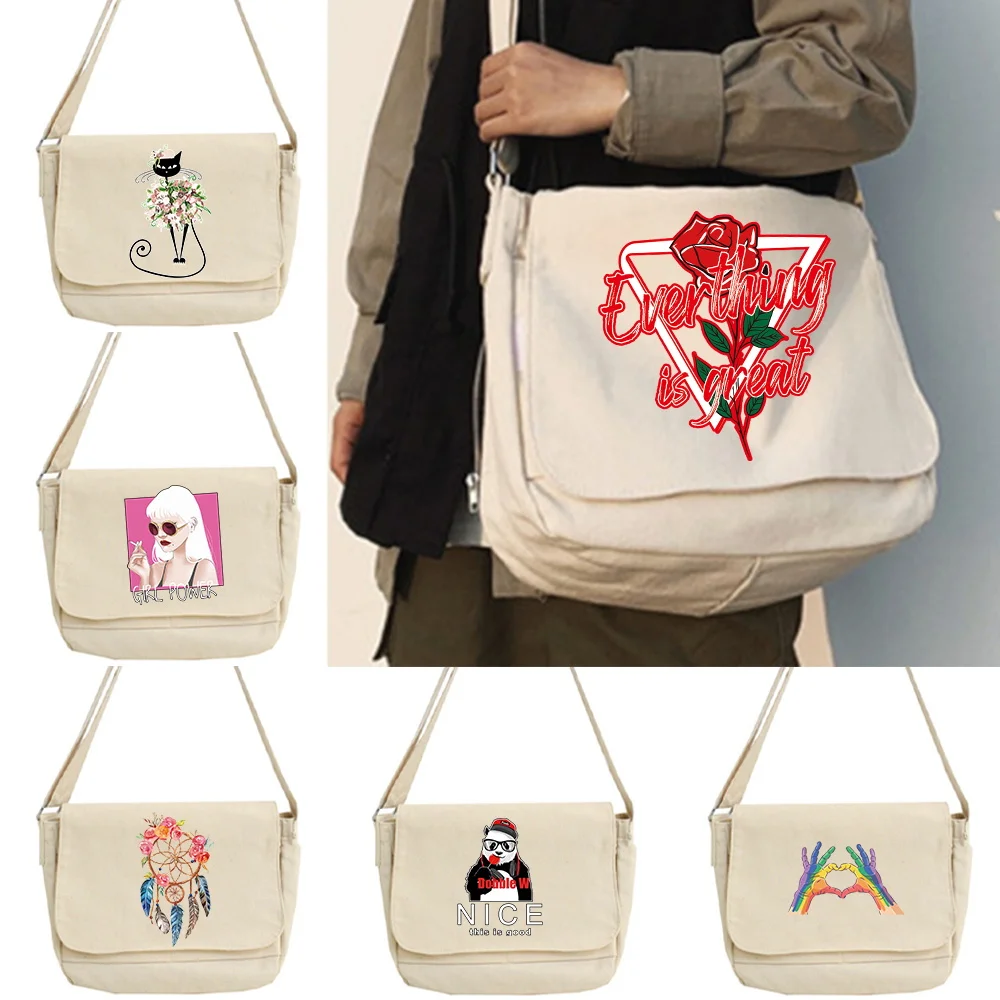 

Large Capacity Students Canvas Color Shoulder Bags Female Handbags Korean Satchel Canvas Crossbody Bag Women 2025 New School Bag