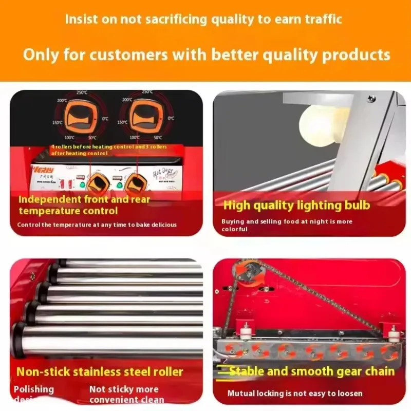 Commercial Adjustable Insulation Sausage Oven Stainless Steel Five Row High-efficiency Evenly Heated Hot Dog Machine