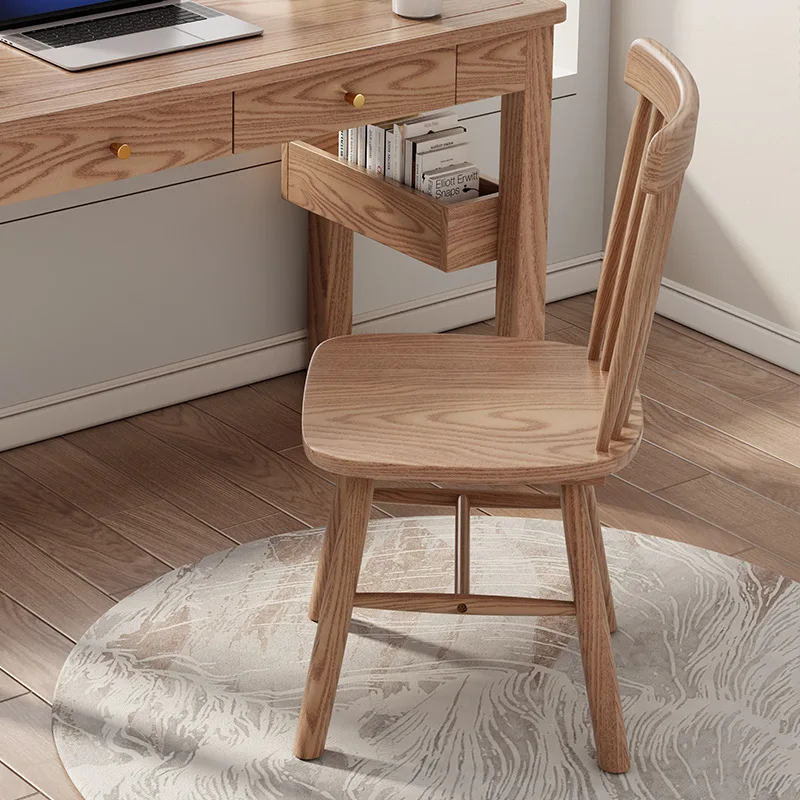 

Ash wood desk modern simple all solid wood drawer computer desk study integrated workbench log table