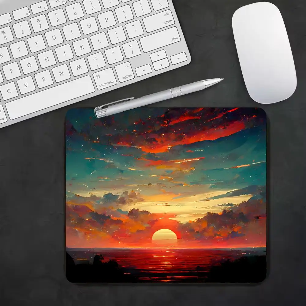

Sunset Moon View Mouse Pad Computer Gamer Desk Mat Square Gaming Office Accessories Rug Mousepad 45x40cm PC Keyboard Table Mats