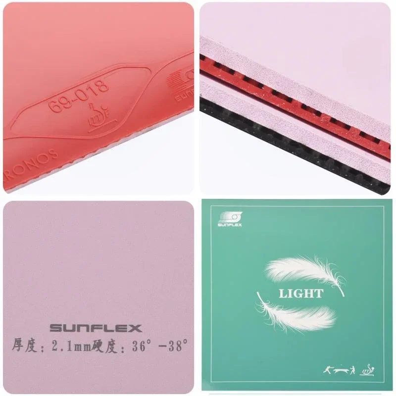 SUNFLEX LIGHT Table Tennis Rubber Sheet Pips-in Ping Pong Rubber with Super Light Cake Sponge ITTF Approved Recommend Backhand