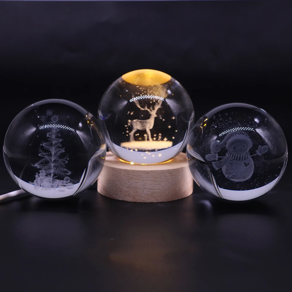 3D Crystal Balls Creative Planet Laser Globe Astronomy Romantic Love Desktop LED Ornament Birthday Christmas Gifts Decor Home