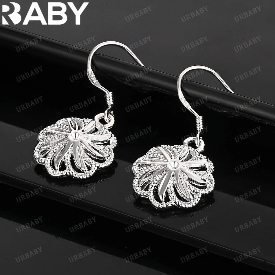 

URBABY 925 Sterling Silver Earrings Flowers Drop Earrings For Women Jewelry Fashion Party and Daily Wear