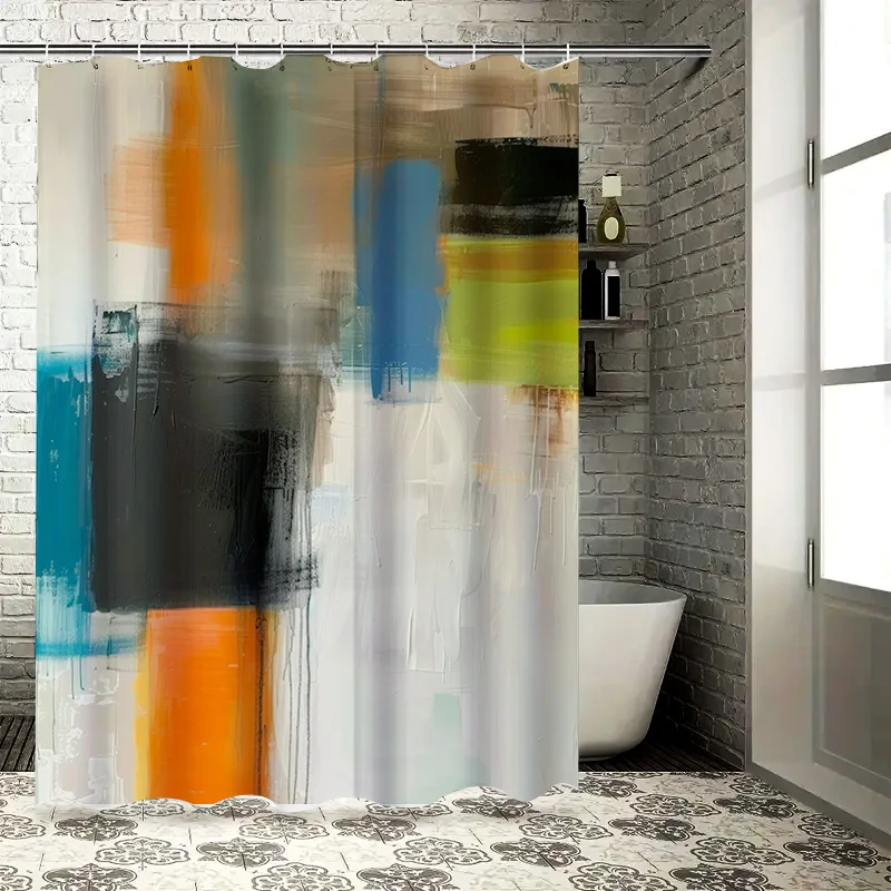Modern Abstract Bathroom Shower Curtain with Vibrant Colors Perfect for Update Your Bath Decor!