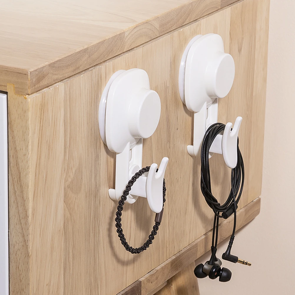 

2pcs Suction Cup Hooks No-Drill Wall Hanger For Bathroom Kitchen Towel Hat Key Storage Household Hook Punch-Free Adhesive