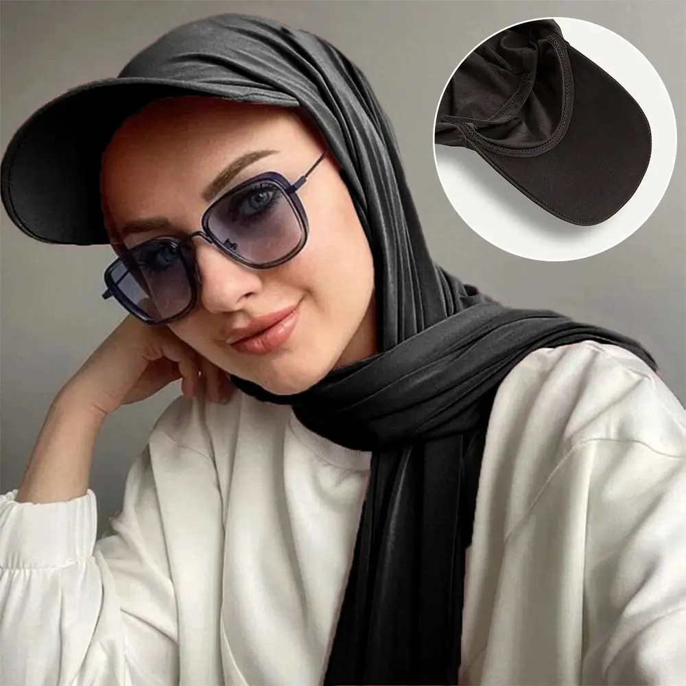 

Fashion Turban Shawl Design Scarf Baseball Cap Breathable Polyester Sun Hat Soft Sports Headscarf Cap Women