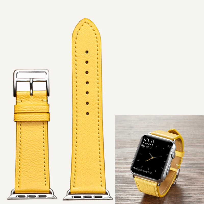 

FUYIJIA Luxury Cowhide Watchbands H-ermes Logo Pin Buckle Apple Watch Substitute Strap 38MM 42MM Calibrator Genuine Leather Belt