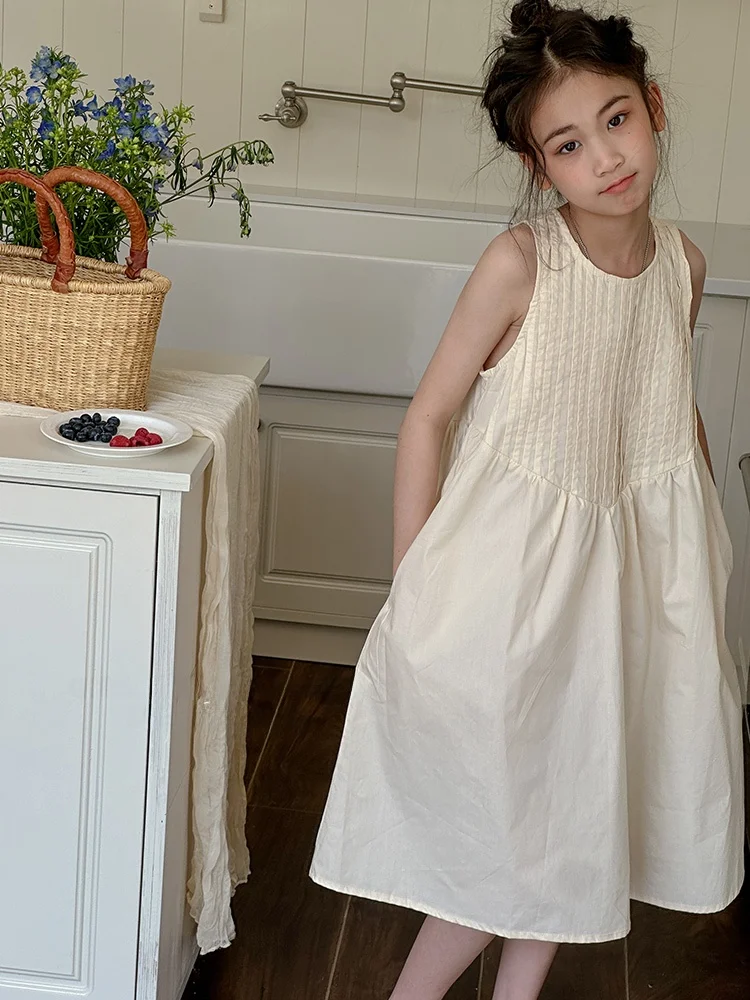 summer-faionable-svel-vest-dr-for-girls-child-clothing-cotton-fabric-korean-sle-pure-color-aiza-basic-brand