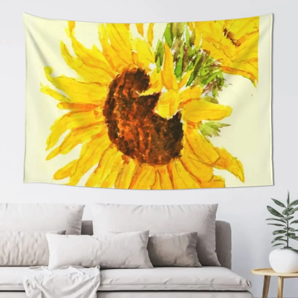 sunflower watercolor painting macro Tapestry Bedrooms Decor Room Decor For Girls Room Design Tapestry