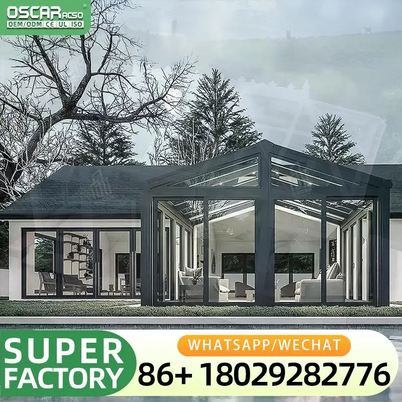 Aluminium Tempered Glass Sunroom Triangle Roof Molding Waterproof Sunhouse for Garden Patio Backyard sunroom