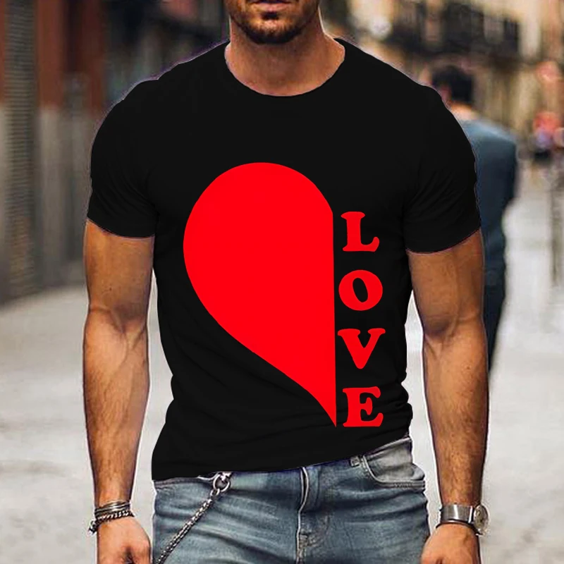 Love Letter Couples T Shirt Heart Graphics Couple Tshirt Summer Fashion Woman T-shirt Casual O-Neck Men Tops Lovers Tee Shirt