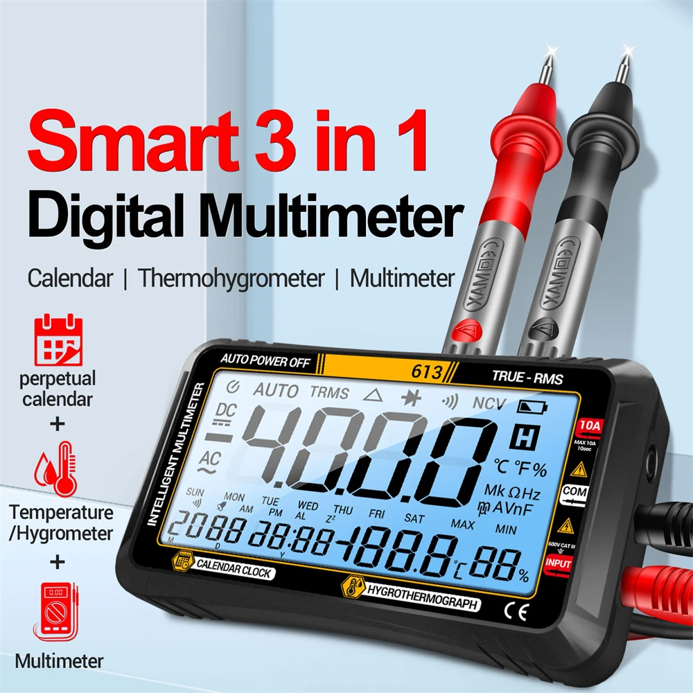 Wyświetlacz LCD 3 w 1 Multimetr cyfrowy AC/DC Ultraprzenośny multimetr True-RMS Multi-Tester z automatycznym zakresem