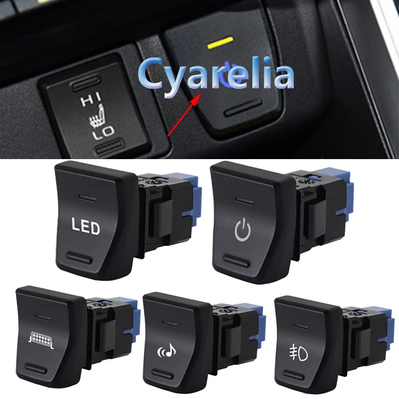 Car LED Power on off Front fog light Spotlight Music switch Button with Connecting Wire for Toyota Wilanda RAV4 2020