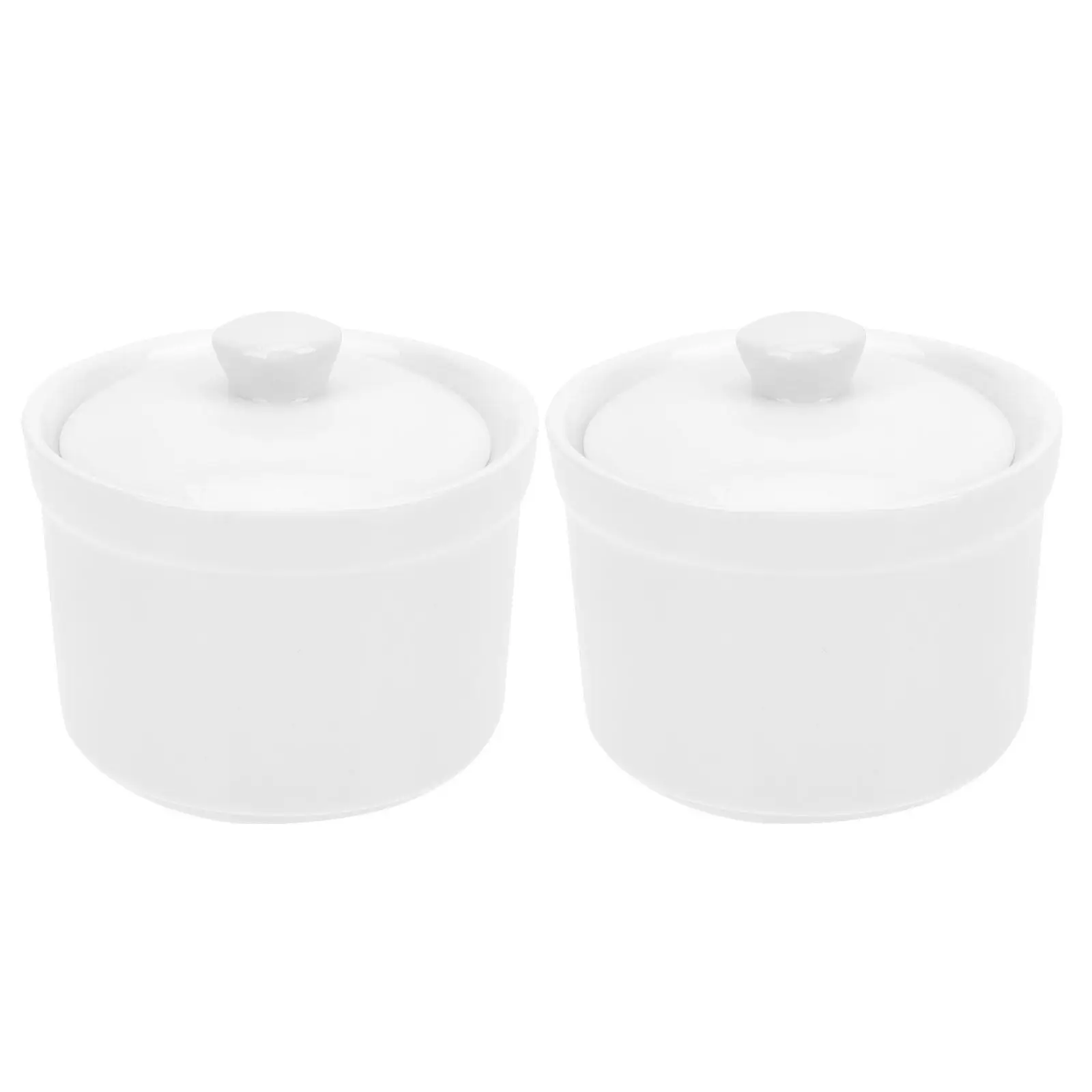 

2Pcs Ceramic Soup Crocks with Lids White Porcelain Stew Pots Cooking Bowls Microwave Oven Safe Soup Serving Tureen
