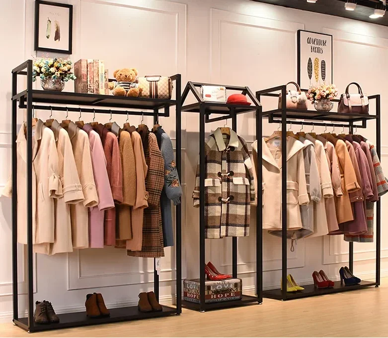 

Clothing store display rack floor-mounted men's and women's clothing store display rack