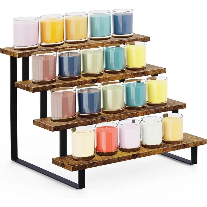 3/4 Tier Wooden Tiered Display Stand Rustic Wood Display Shelf for Vendor Events Craft Show Market Cupcake Dessert