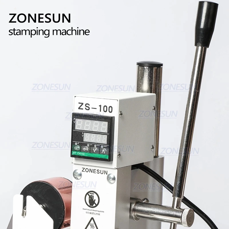 ZONESUN ZS-100C Manual Hot Foil Stamping Machine Leather Wood PVC Paper Heat Press Digital Logo Embosser Branding Machine