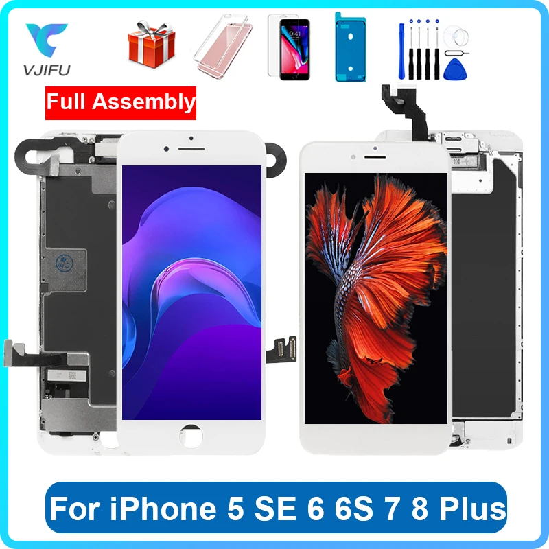 

Полный экран для iPhone SE 6G 6S 7 8 Plus, ЖК-дисплей для iPhone 5, 5S Ercan, сменный дигитайзер в сборе + Главная Кнопка фронтальной камеры