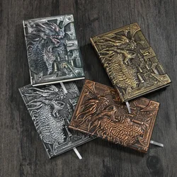 A5 Retro 3D Embossed Dragon Notebook Metallochrome Leather Surface Portable Student Diary Travel Notebook Stationery