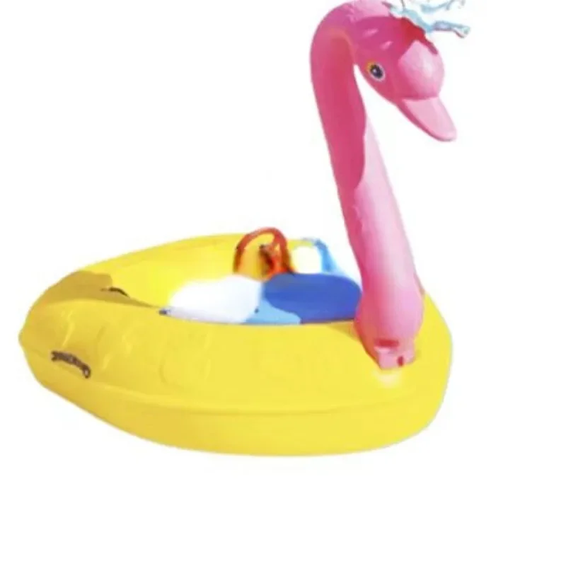 Cute customized aqua water electric boat floating water sport pool toys inflatable yellow duck animal boat for sale