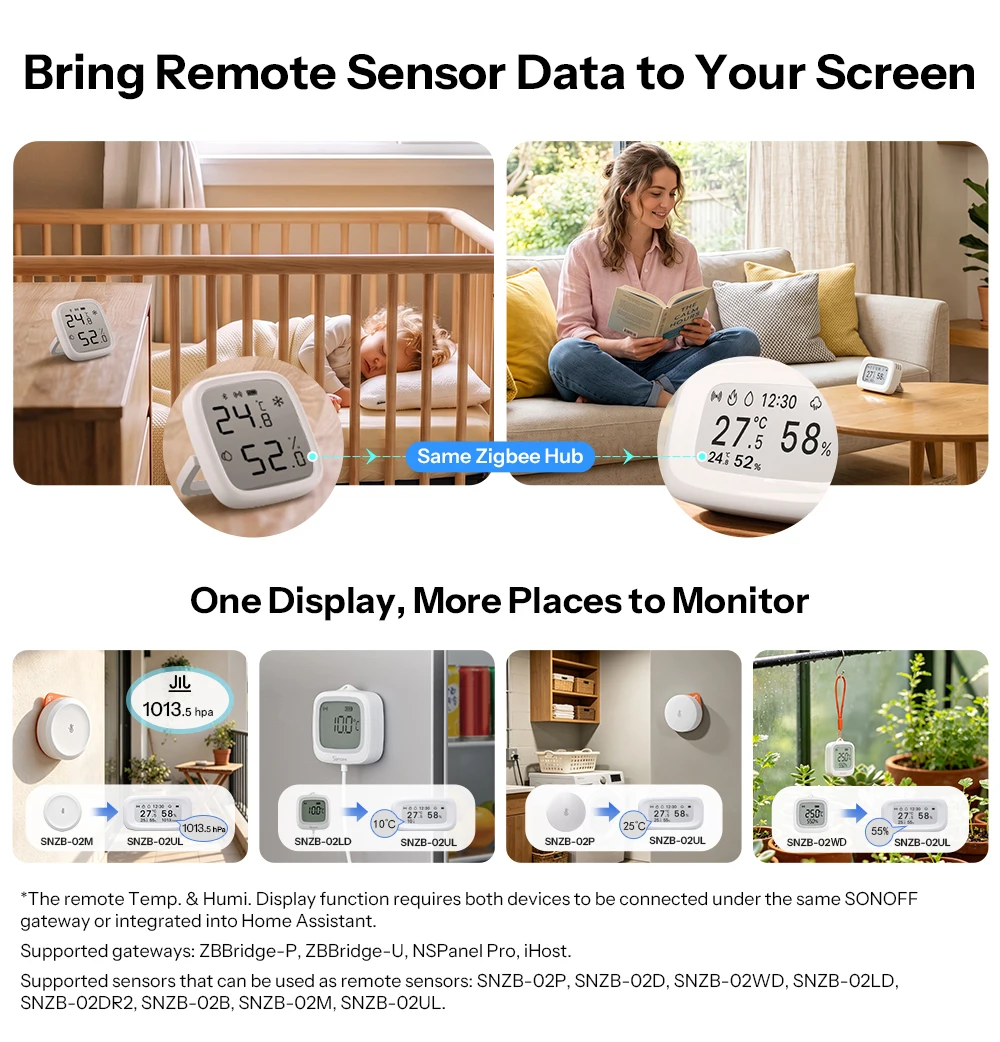 SONOFF E-Ink Zigbee Temperatur- und Feuchtigkeitssensor mit 2,9" Bildschirm AirGuard SNZB-02UL Zeit-, Wetter- und Datumsanzeige Kompatibel mit Alexa und Google – Detail 9