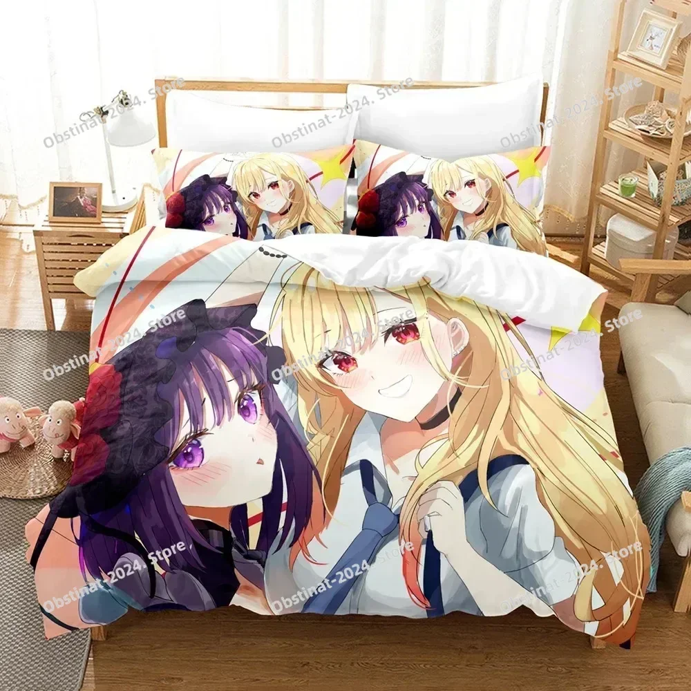 3D Cute My Dress Up Darling Bedding Set Anime Kitagawa Marin Duvet Cover Double Twin Full Queen King For Adult Kids Quilt Cover