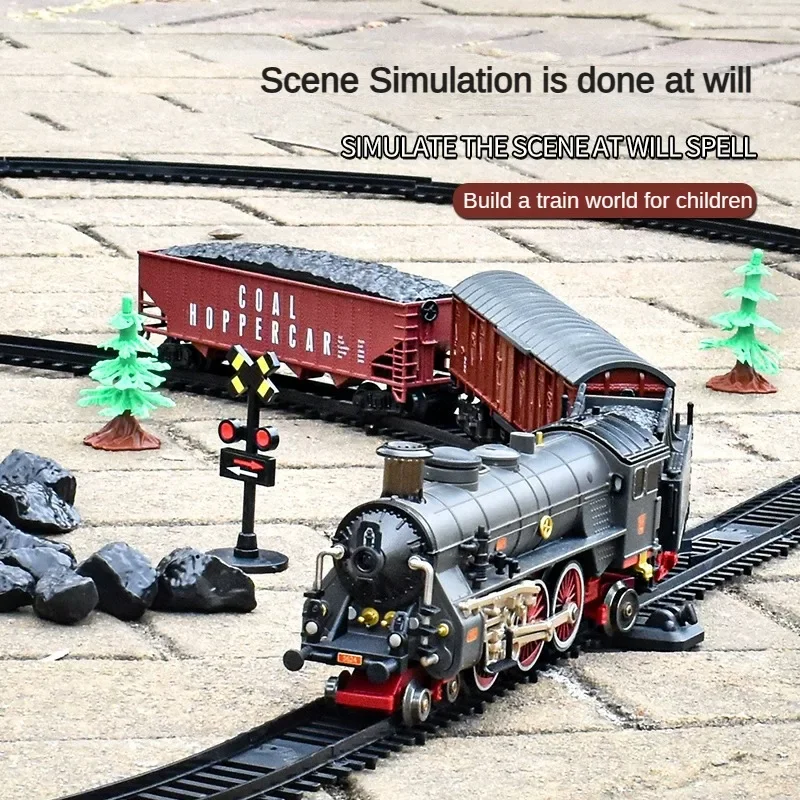 Add Water and Spray Smoke Train Model Steam Locomotive Alloy Head Small Train Electric Toy Set with Multiple Choices