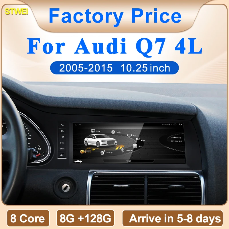 STWEI New Black Car Multimedia Wireless Android AUTO CarPlay 10.25inch Screen For AUDI Q7 2005-2015 Years Car Video Players