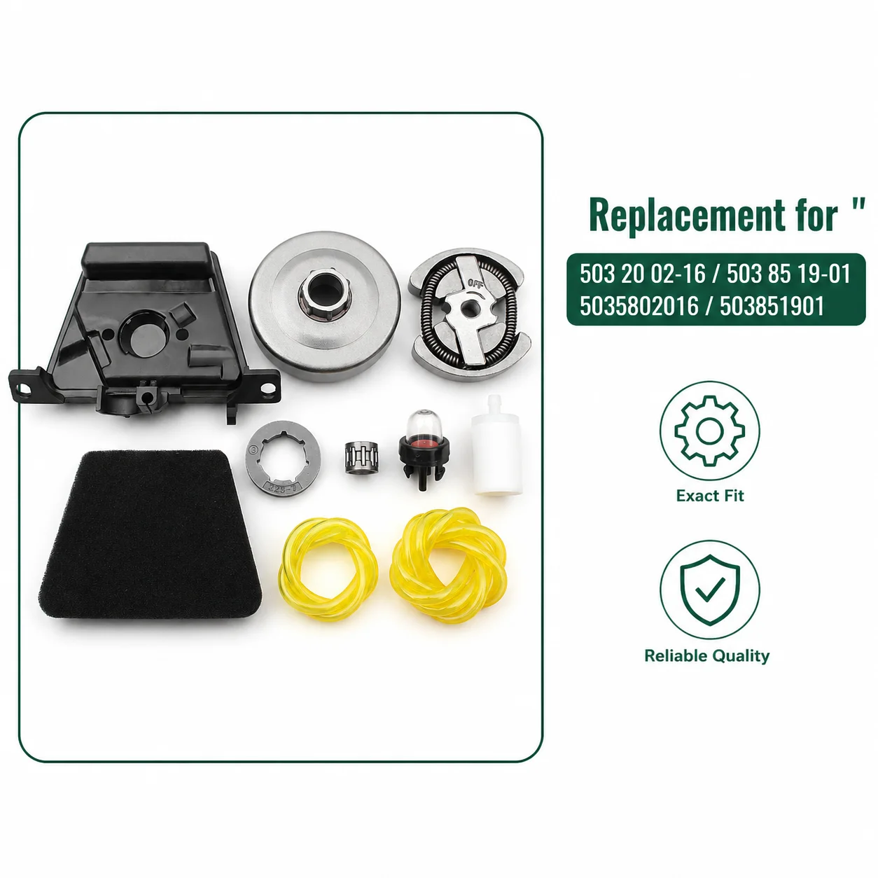 Sprocket Clutch Drum Tune Up Kit For Partner 350 351 352 Chainsaw, Replacement Part w/ Clutch Bearing Primer Bulb Air Filter