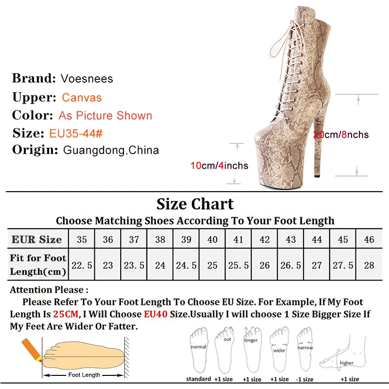 New High Heels 20cm/8inchs Sexy Women Boots Platform Snake Pattern Shoes Autumn Winter Fashion Pole Dance Serpentine Ankle Boots