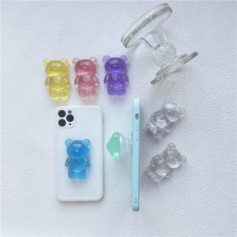 Korea Glitter Bear Cell Phone Holder Grip Tok Bracket for iPhone Samsung Xiaomi Foldable Car Folding Mobile Socket Stand