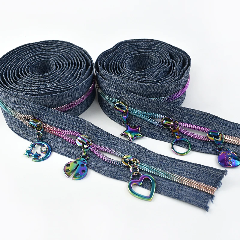 

2-5Meters 5# Nylon Zipper Tape with Colored Zip Slider for Sewing Pocket Bags Decor Zippers Repair Kits DIY Garment Accessories