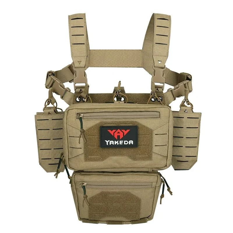 YAKEDA Camo Molle Chest Rig Fight Chassis Placard Laser Detachable Hook Loop Airsoft Magazine Pouch Tactical Plate Carrier Vest