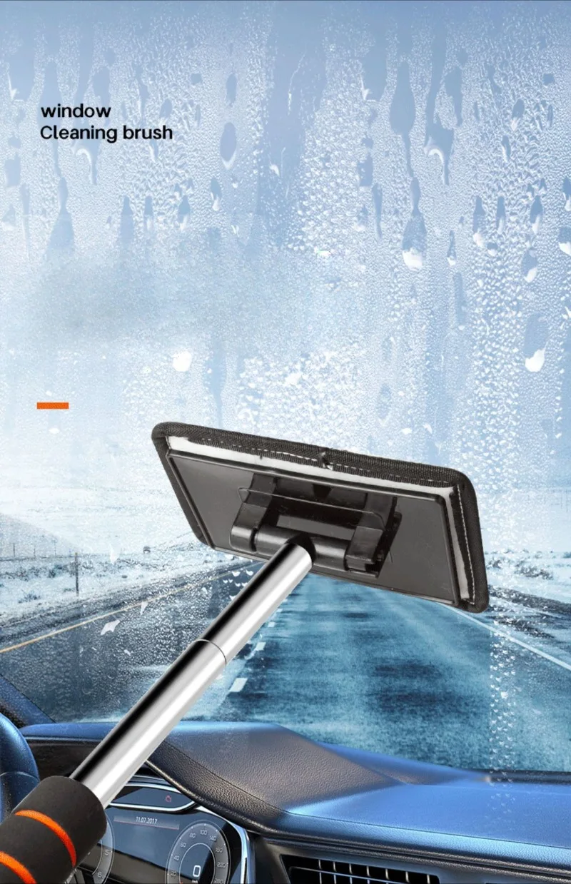 

Щетка для защиты от запотевания переднего лобового стекла автомобиля из нержавеющей стали, телескопическая длинная ручка, щетки для очистки бытового стекла автомобиля, инструмент для удаления пыли