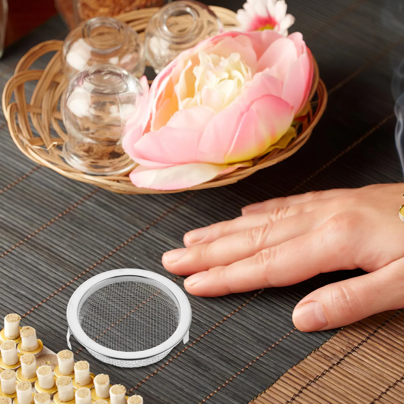 4Pcs Moxibustion Filter Accessories Stainless Steel Metal Mesh Screens Reusable Replacement Filters for Moxa Stick Holder