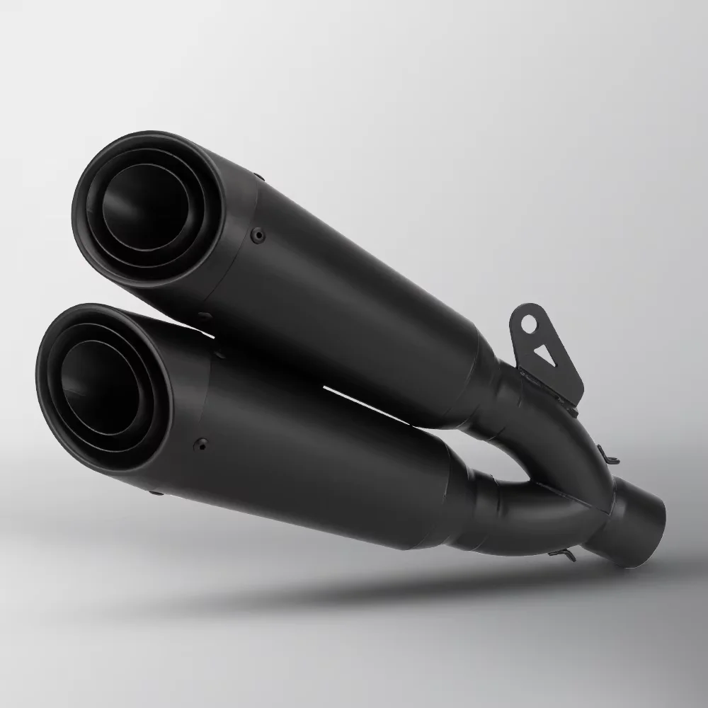 51mm Universal Double Outlet Motorcycle Exhaust Muffler Tail Pipe Escape Moto For Z900 GSXR750 R6 R3 ER6N mt07 390adv