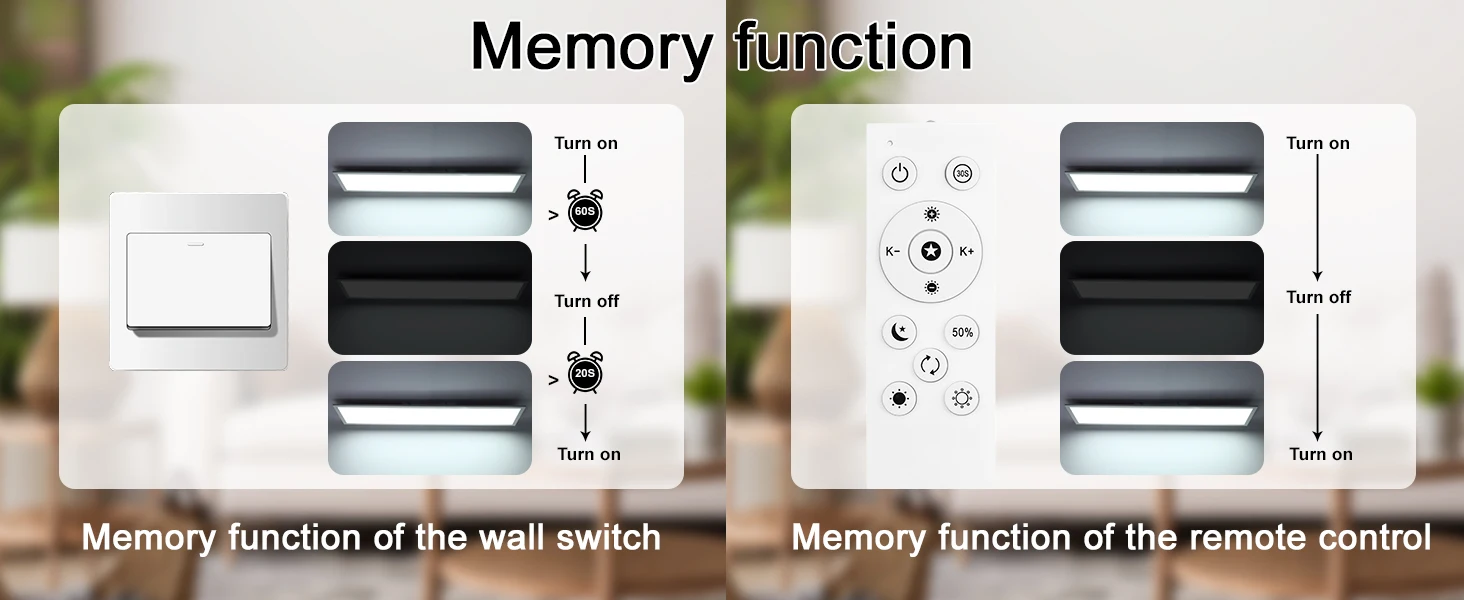 100cm LED-Deckenleuchte 30W, Ultraflache Panel-Lampe mit Fernbedienung, 3000K-6500K für Wohnzimmer, Schlafzimmer, Büro, Arbeitszimmer – Detail 6