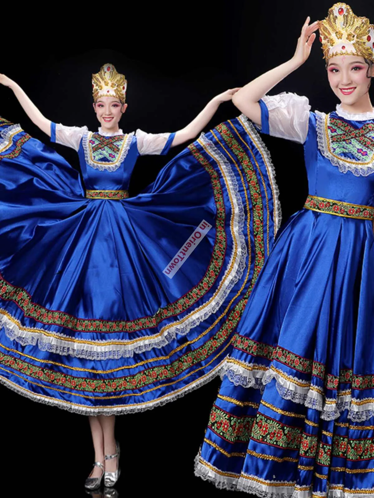 الروسية العرقية كرنفال حفل الافتتاح الملابس الرقص خادمة زي الكبار قصر المحكمة افتتاح أداء الرقص فستان كبير