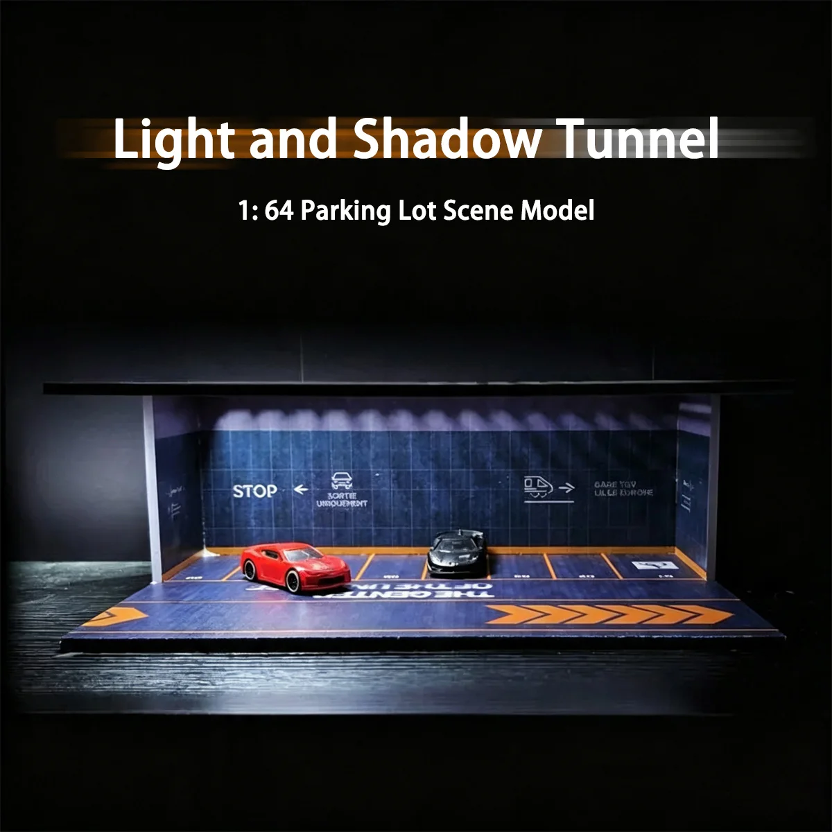 1 64 Scale Car Model Tunnel 6 Parking Spot Miniature Diorama Lighting Photography Display Parking Lot Desktop Mens Gift