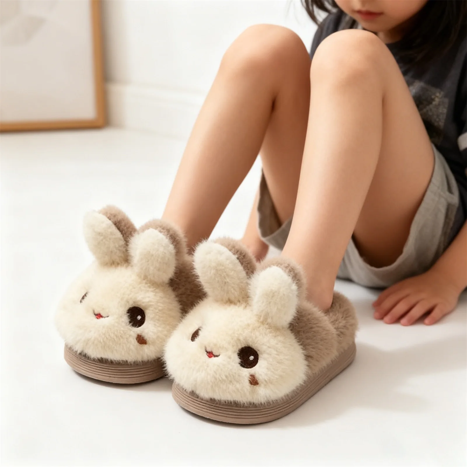 

Winter Children Cotton Shoes Plush Cotton Slippers Boys Girls Cute Cartoon Comfort Anti Slip Indoor Warm Cold-proof Shoes